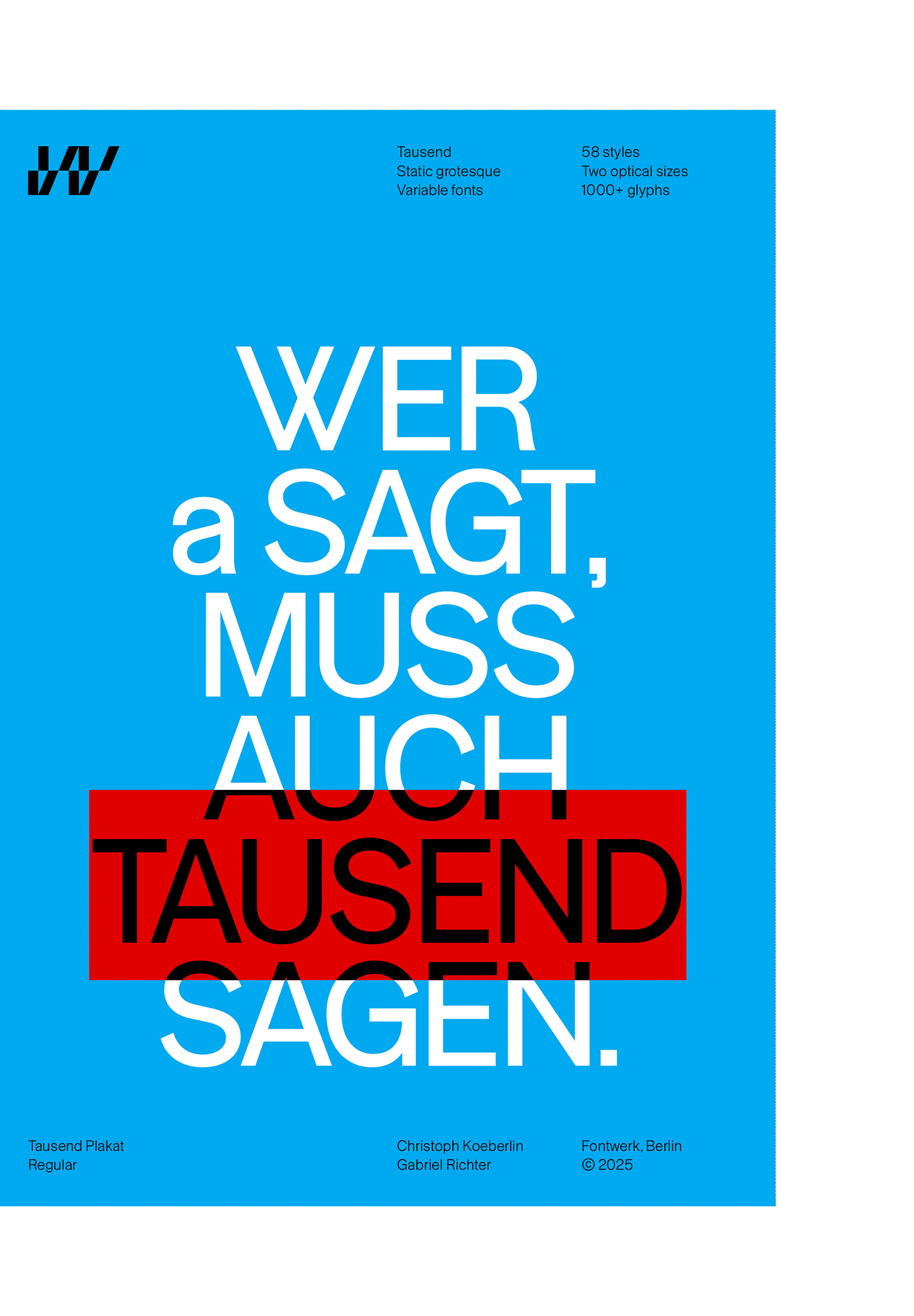Tausend™ Font Collection by Fontwerk – font sample, marketing artwork