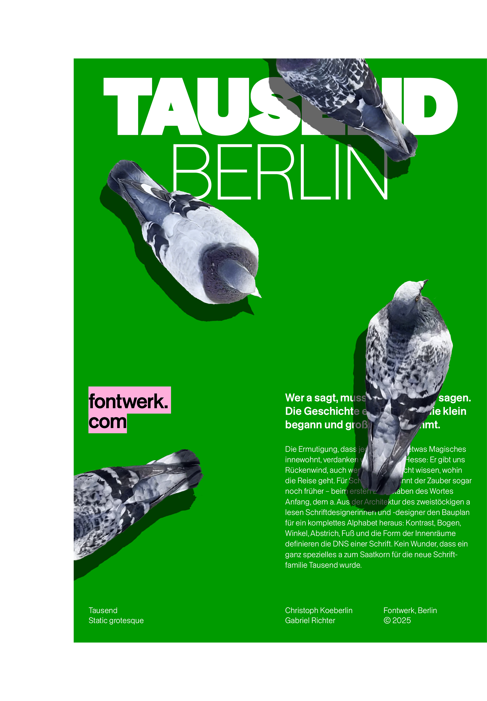 Tausend™ Font Collection by Fontwerk – font sample, marketing artwork