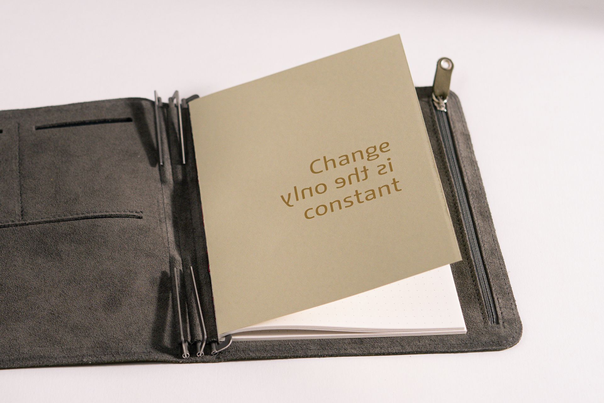 Alessio Leonardi’s Change typeface, printed in gold, reminds us that ‘change is the only constant’.
