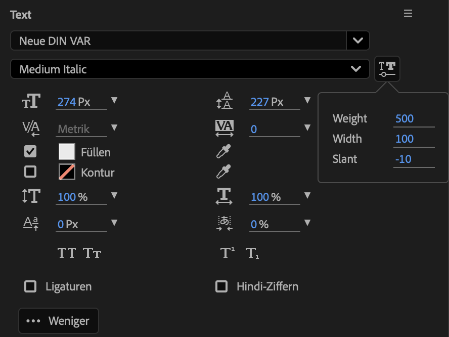 Screenshot Adobe After Effects