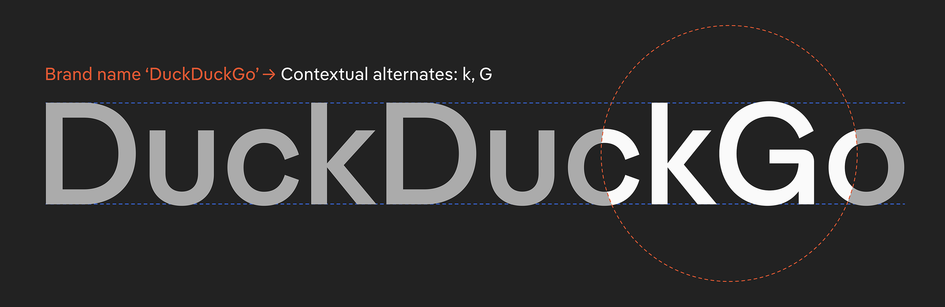 Semi-Custom Font for DuckDuckGo: Pangea transforms into Duck Sans (Contextual alternates)