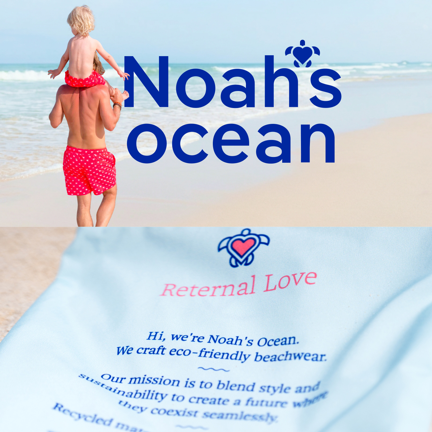 Fonts in use: Pangea and Nice Micro for Noah‘s Ocean, a Swiss premium swimwear brand that views style and sustainability as inseparable