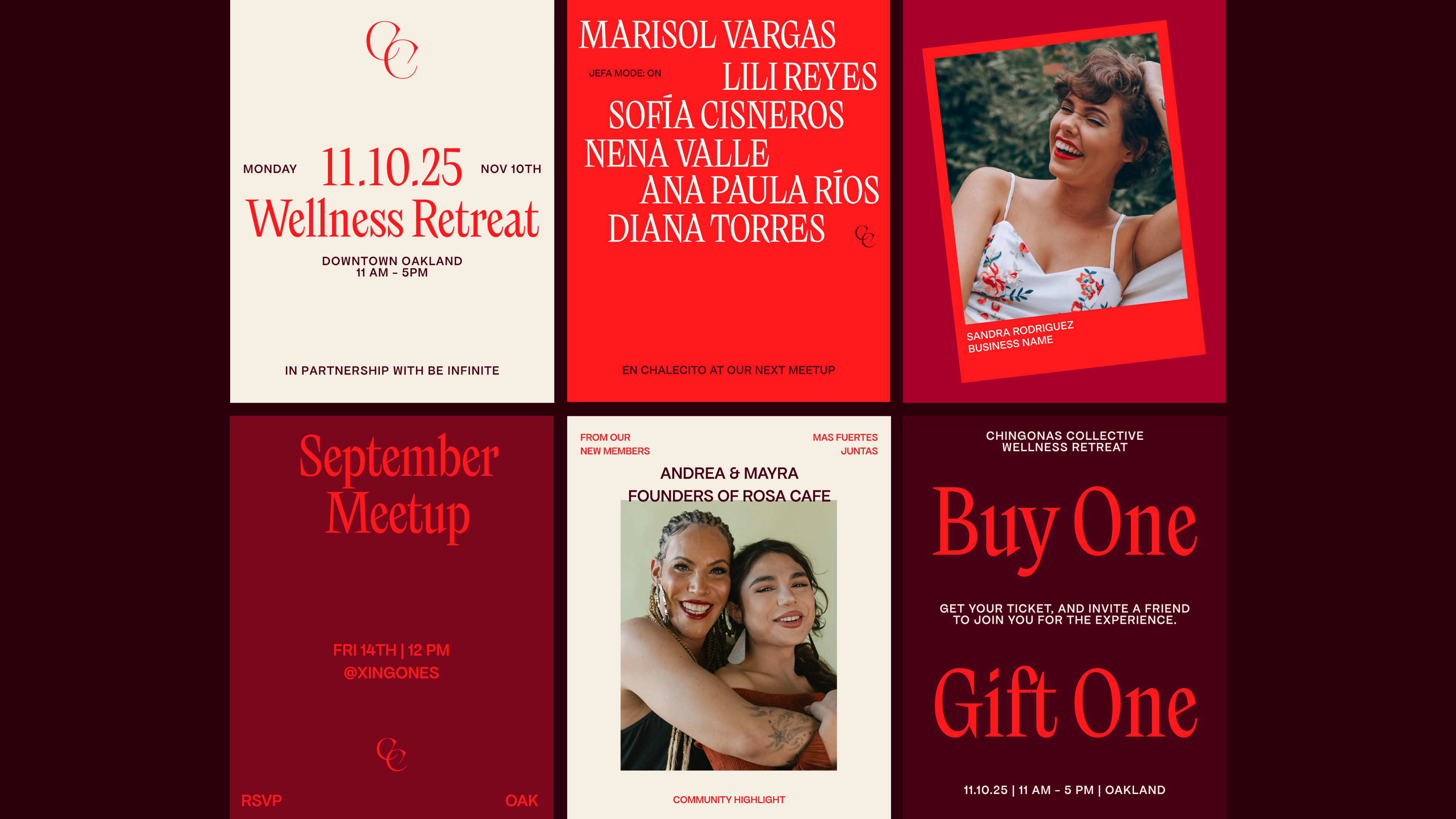 Fonts in use: The Chingonas Collective is a community of Latin American women entrepreneurs based in California’s Bay Area. Their brand typeface: Nikolai Condensed.