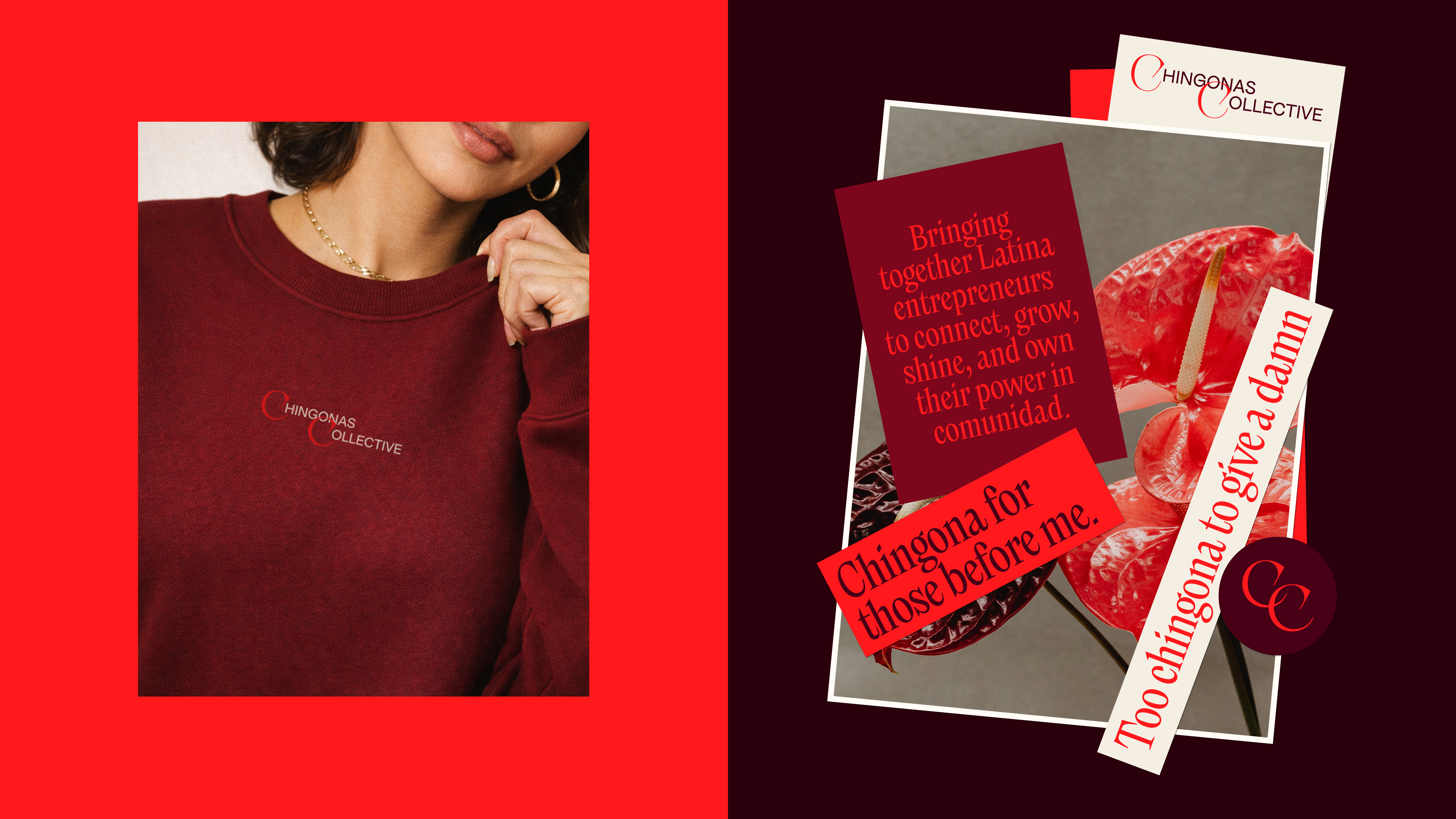 Fonts in use: The Chingonas Collective is a community of Latin American women entrepreneurs based in California’s Bay Area. Their brand typeface: Nikolai Condensed.