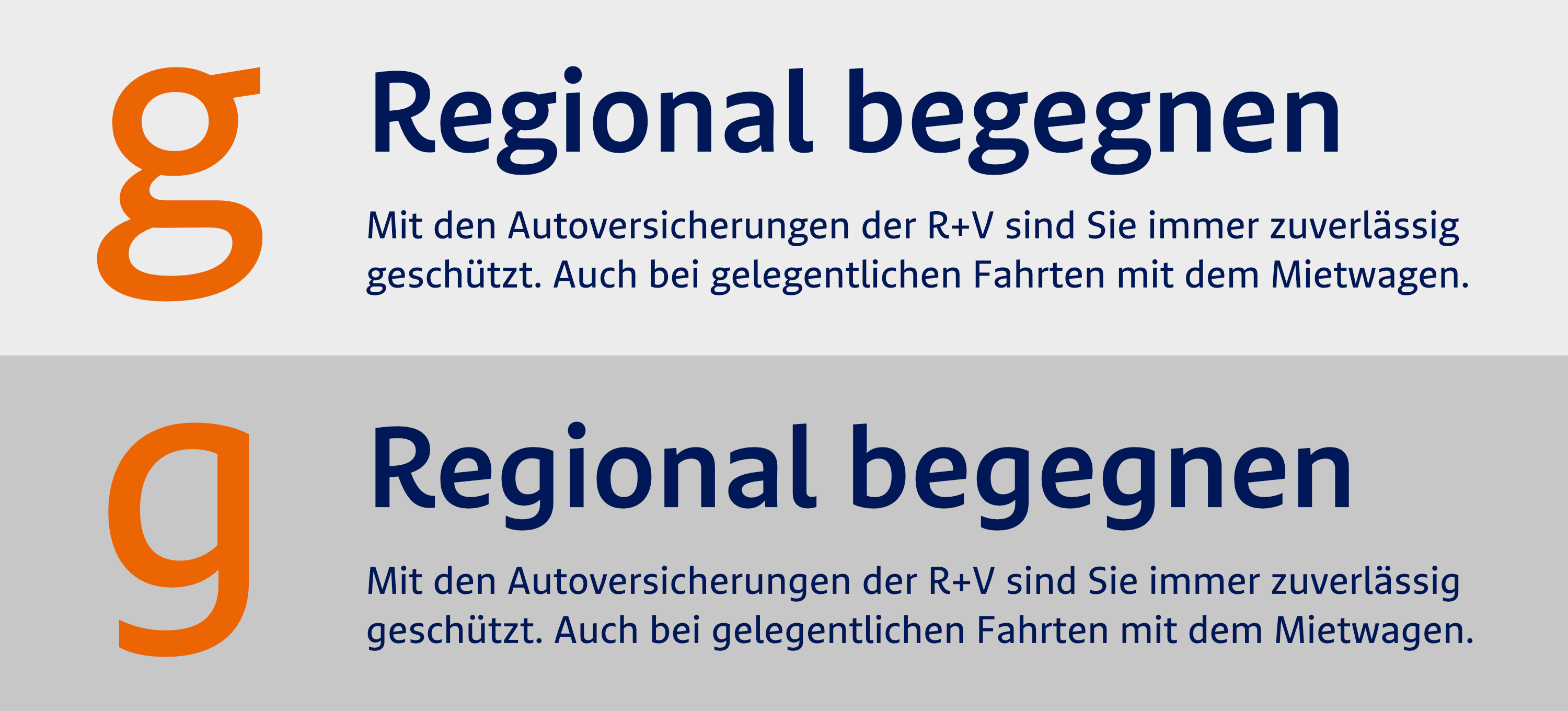 RuV Type: Eine exklusive Schriftsippe – bestehend aus einer Sans, Slab und Serif – für eine der größten Versicherungsgesellschaften Deutschlands, der R+V — Änderung des Minuskel-g