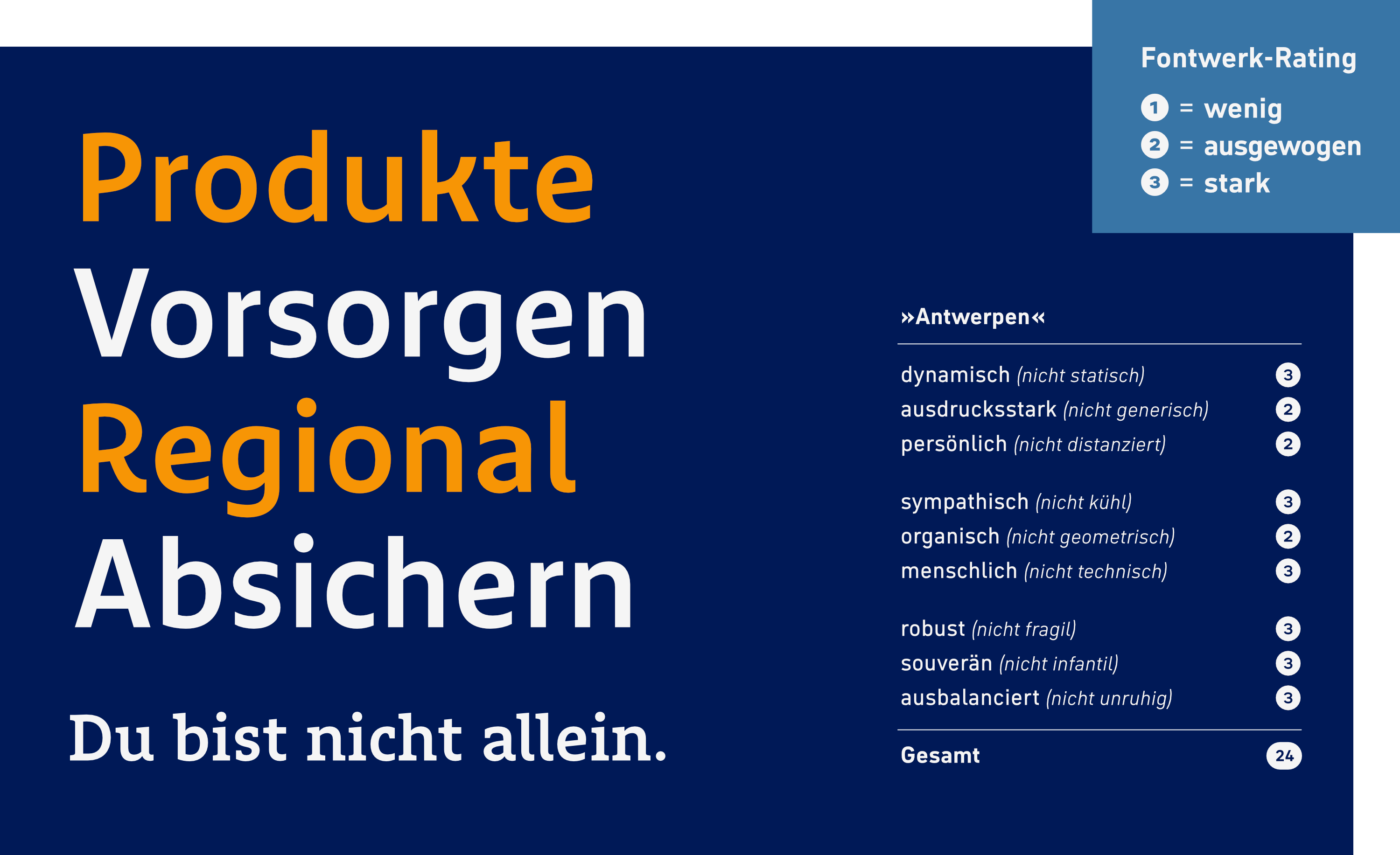 RuV Type: Eine exklusive Schriftsippe – bestehend aus einer Sans, Slab und Serif – für eine der größten Versicherungsgesellschaften Deutschlands, der R+V — Bewertung der Entwürfe