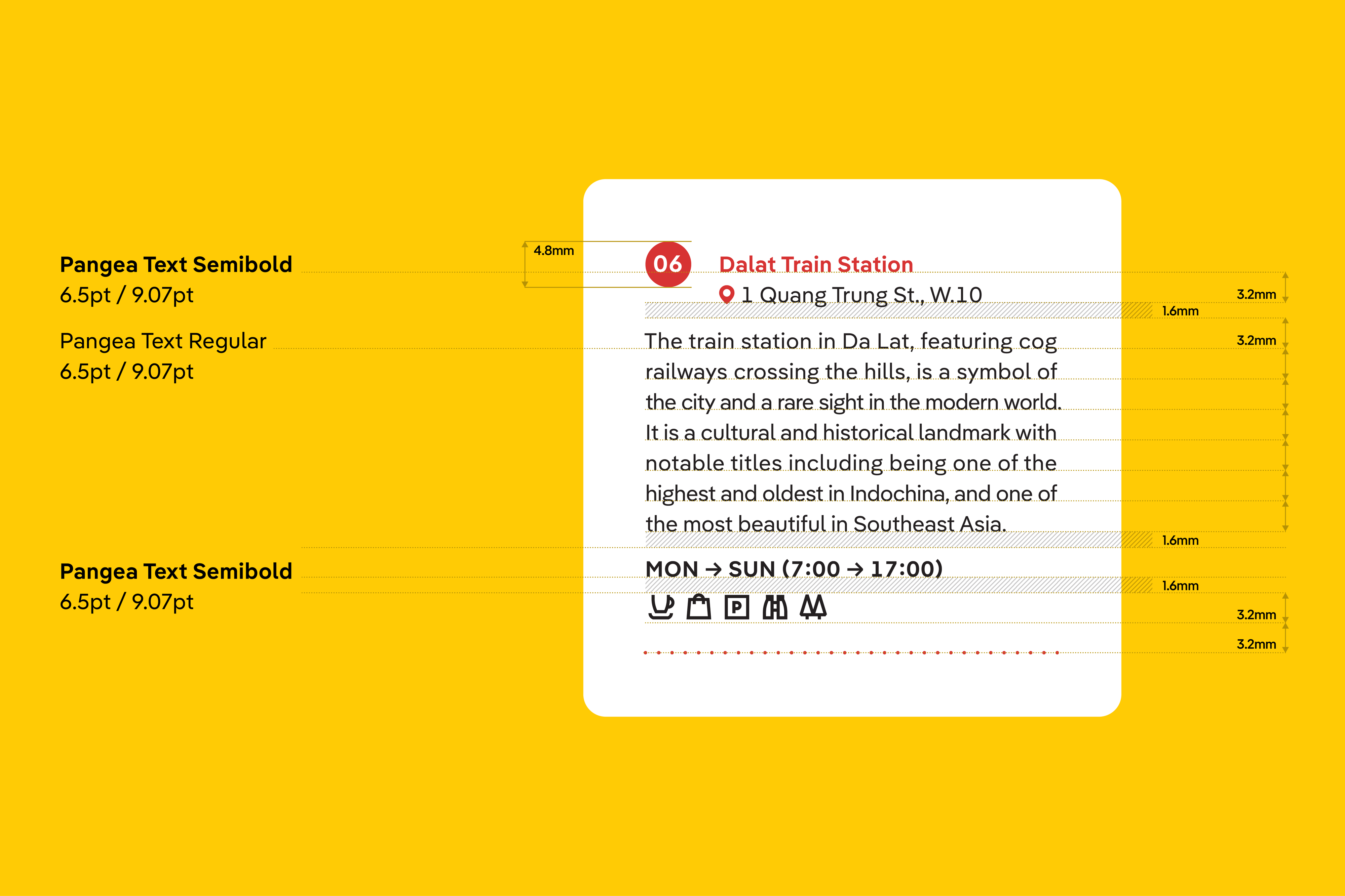 Fonts in use: The typeface Pangea Text for the project City of Arts, the Vietnamese city of Đà Lạt