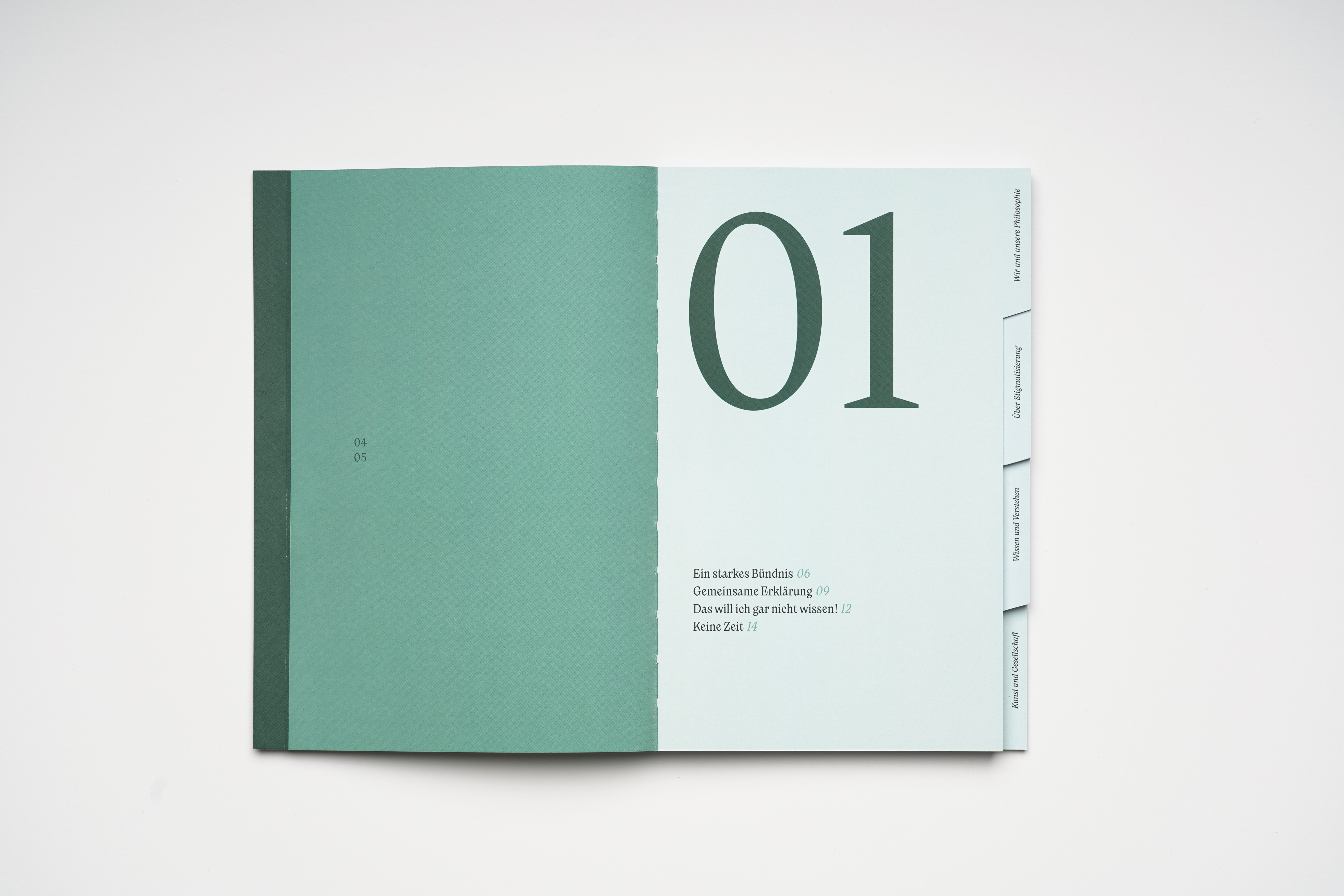 Fonts in use: The typefaces Nikolai and New Reason for the editorial design of the foundation brochure of the fictitious GRŌA foundation