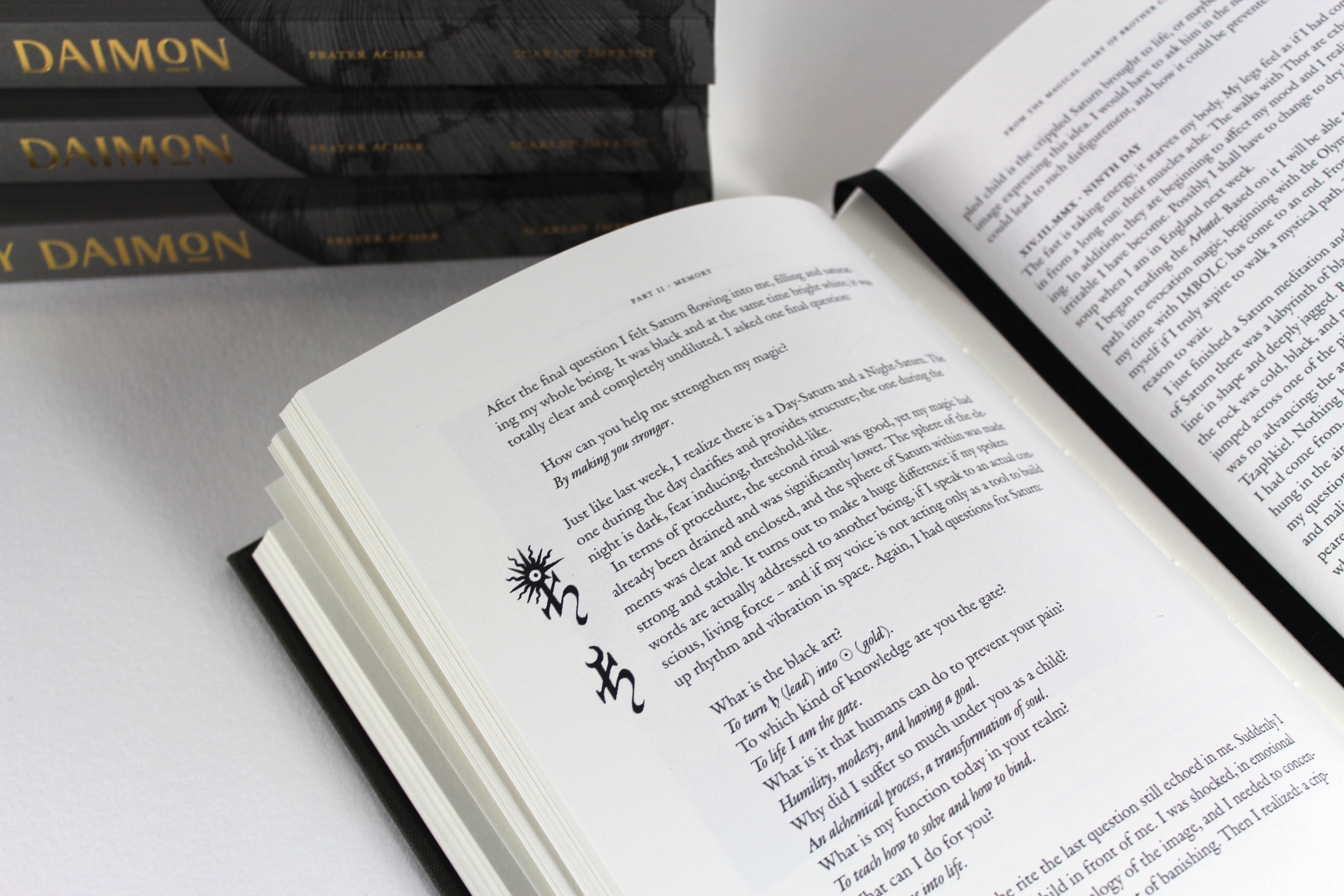 Fonts in use: Romaine for the book ‘Holy Daimon’ by Frater Acher, published by Scarlet Imprint