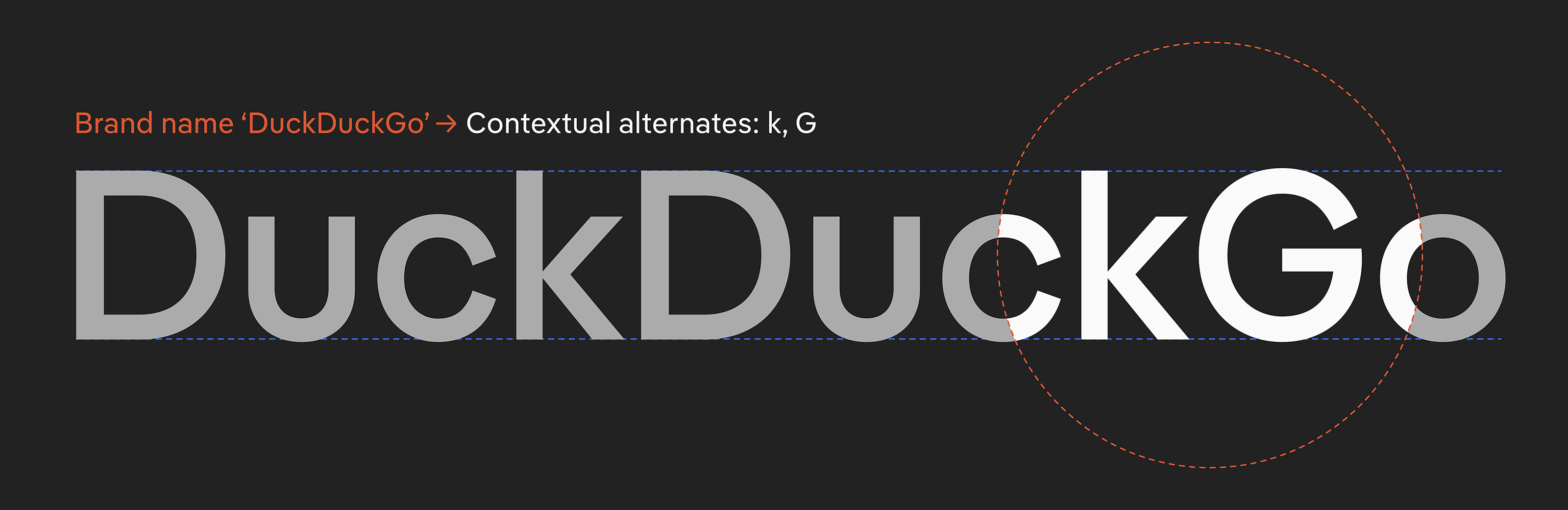 Semi-Custom Font for DuckDuckGo: Pangea transforms into Duck Sans (Contextual alternates in the word mark)