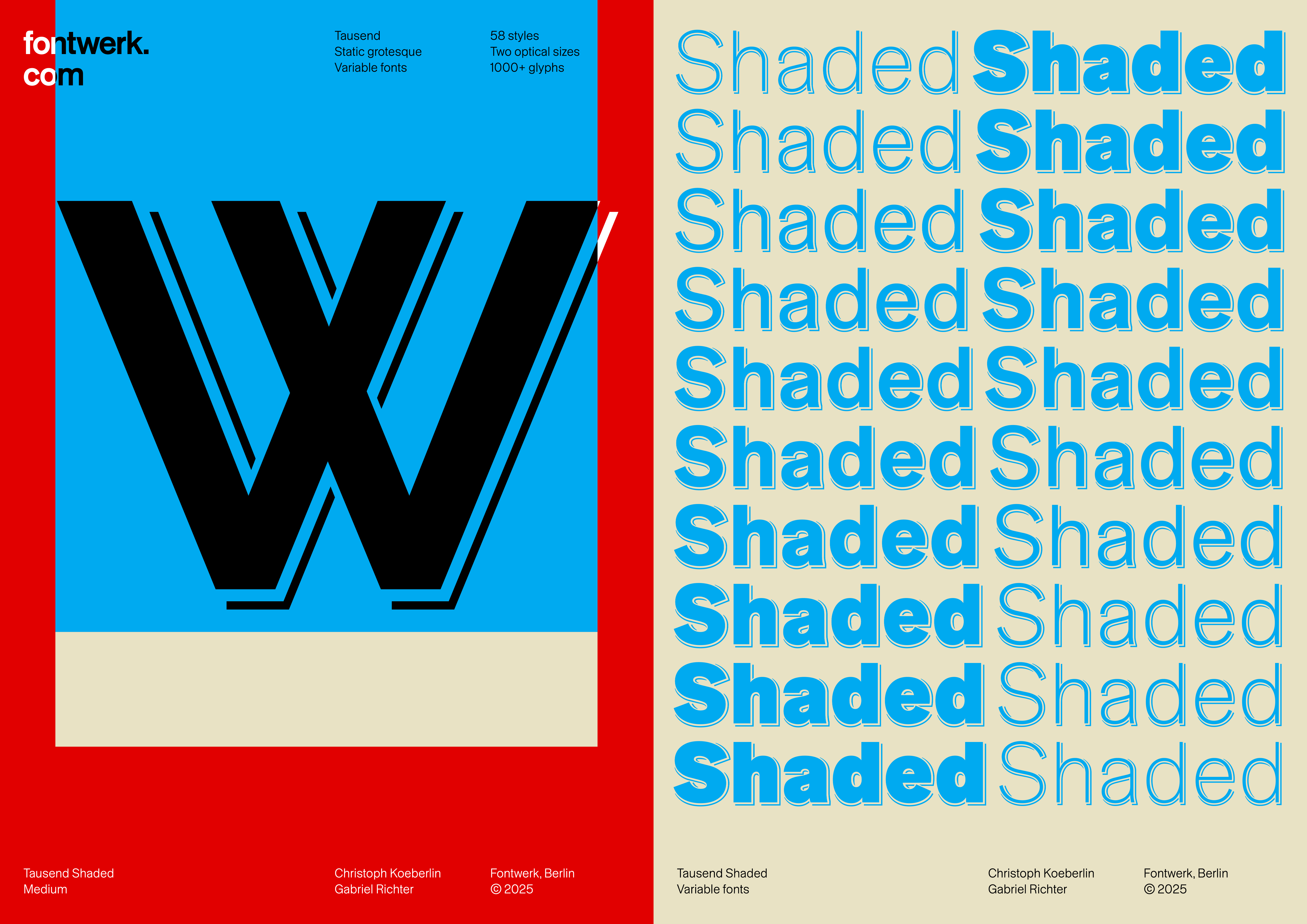 A spotlight on the Tausend Shaded typeface by Christoph Koeberlin and Gabriel Richter: Promotional artwork