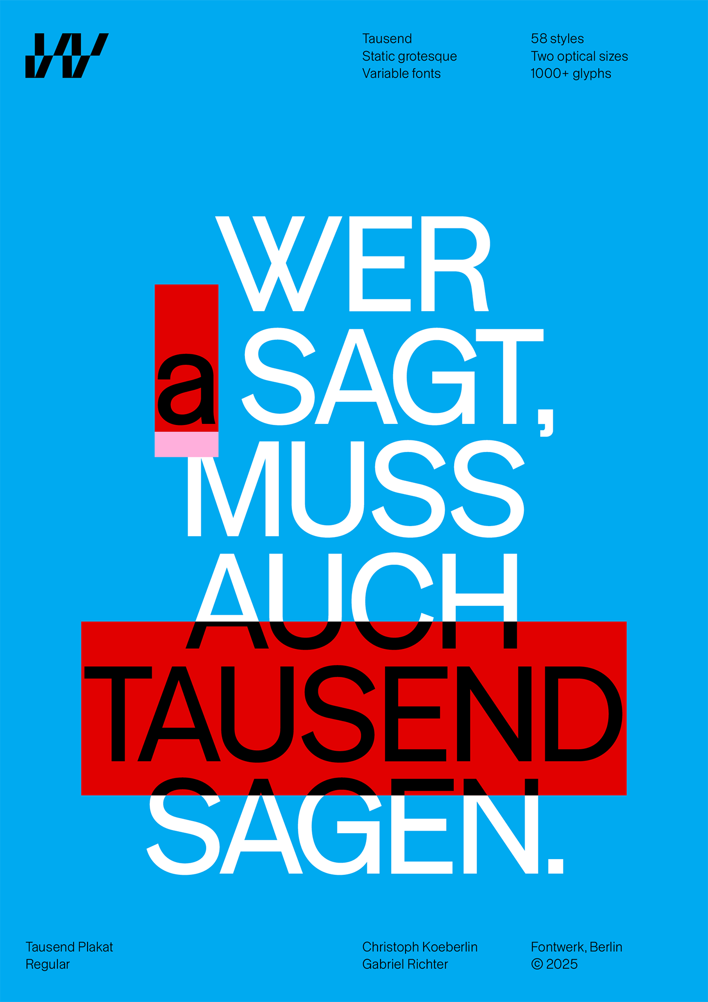 Tausend™-Font-Collection von Fontwerk – Schriftmuster, Marketing-Artwork – Tausend Plakat