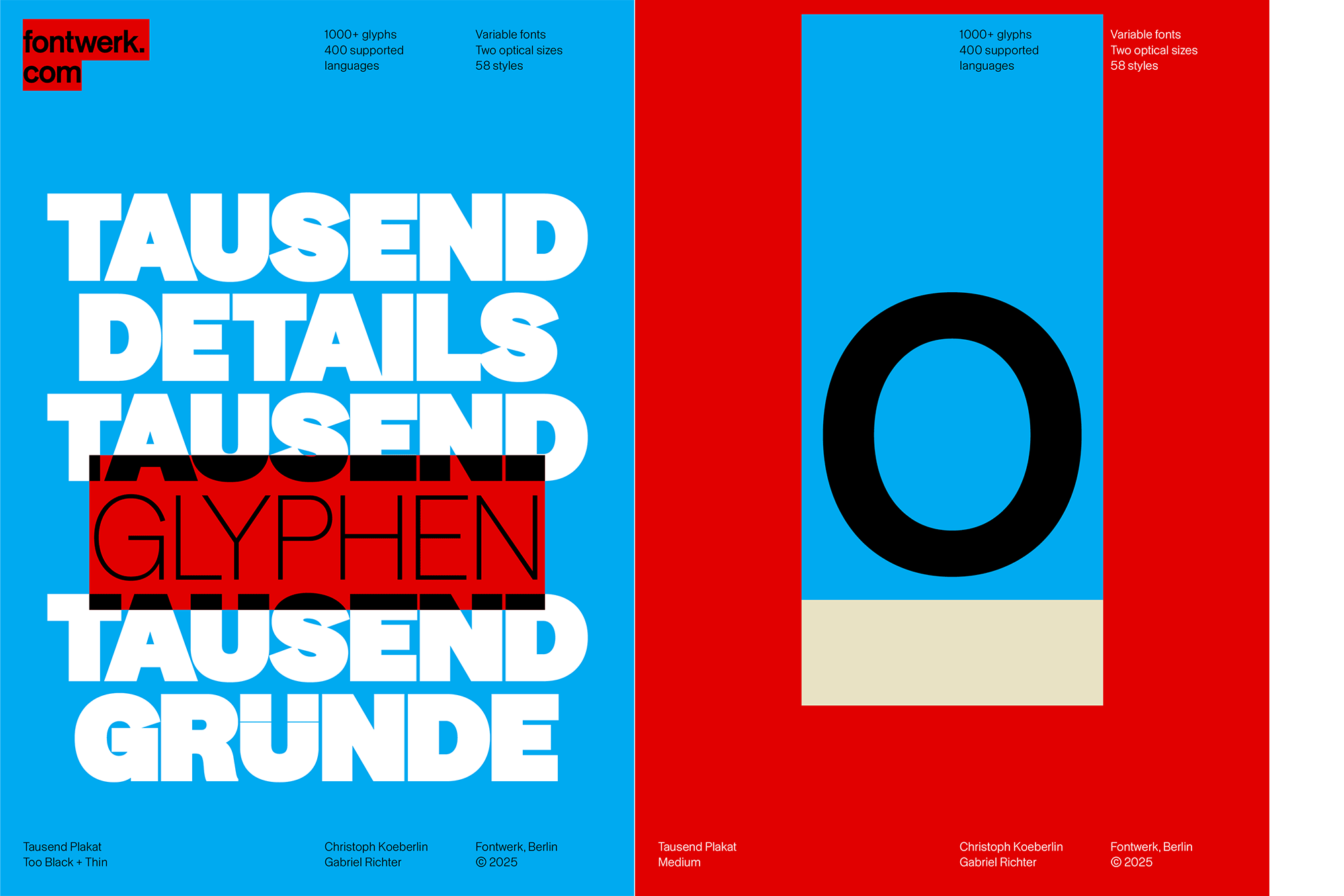 Tausend™-Font-Collection von Fontwerk – Schriftmuster, Marketing-Artwork – Too-Black-Style