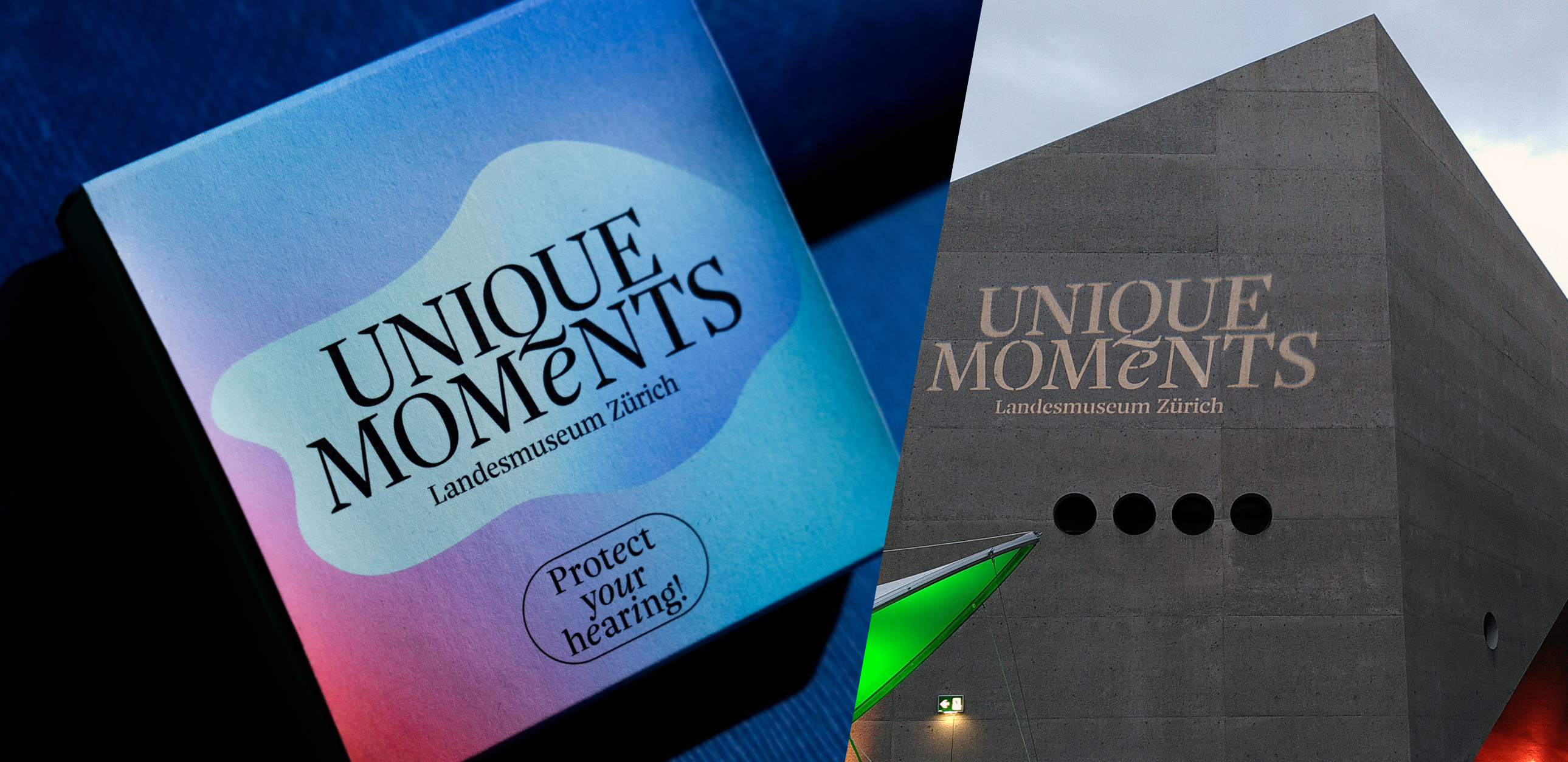 Fonts im Alltag: Nice Headline für die neue Identität von Unique Moments, dem fünftägigen Musikfestival des Landesmuseums Zürich.